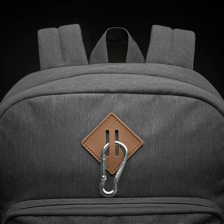 Re:Fresh Machine Washable Backpack grey latch and carabiner