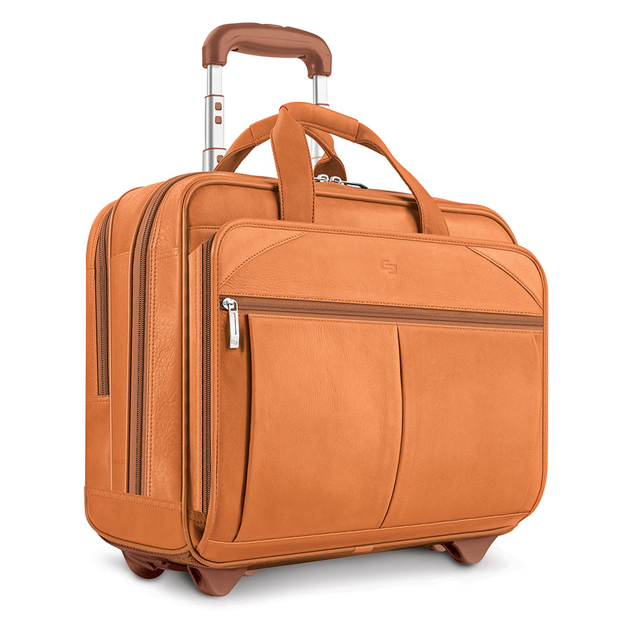 Walker Brown Leather Rolling Briefcase - View 2