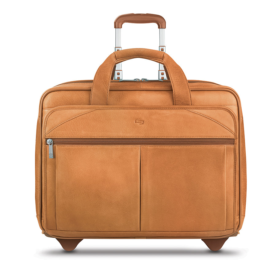 Walker Brown Leather Rolling Briefcase