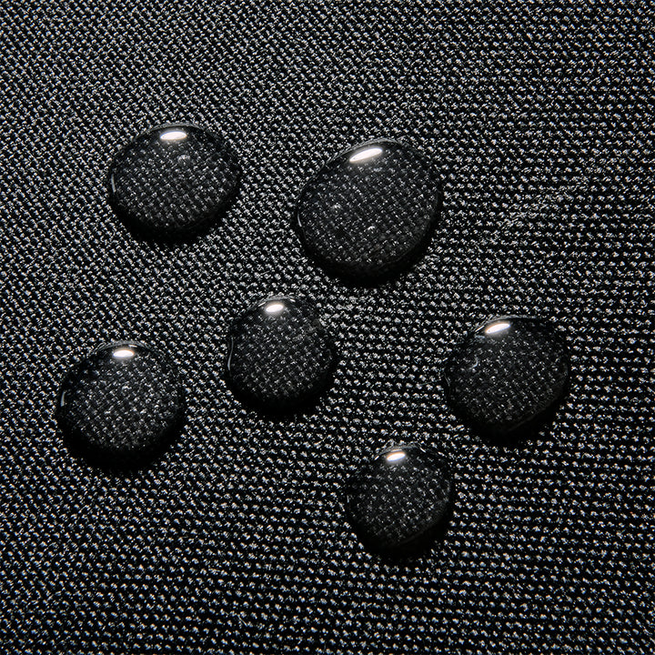 water beading off black recycled material used on Solo Re:define backpack 