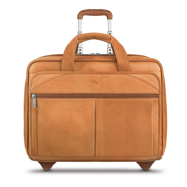 Walker Brown Leather Rolling Briefcase - Solo