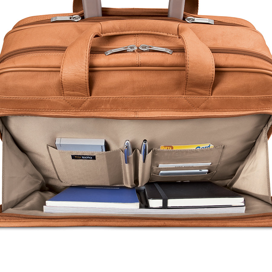 Walker Brown Leather Rolling Briefcase – Solo New York