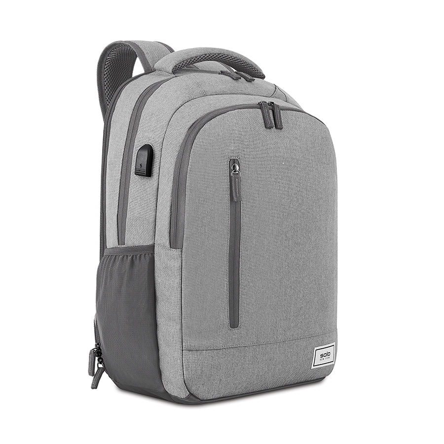 left front view of Solo Re:define backpack in grey