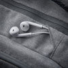 close up of headphone jack on Solo Re:define backpack in grey