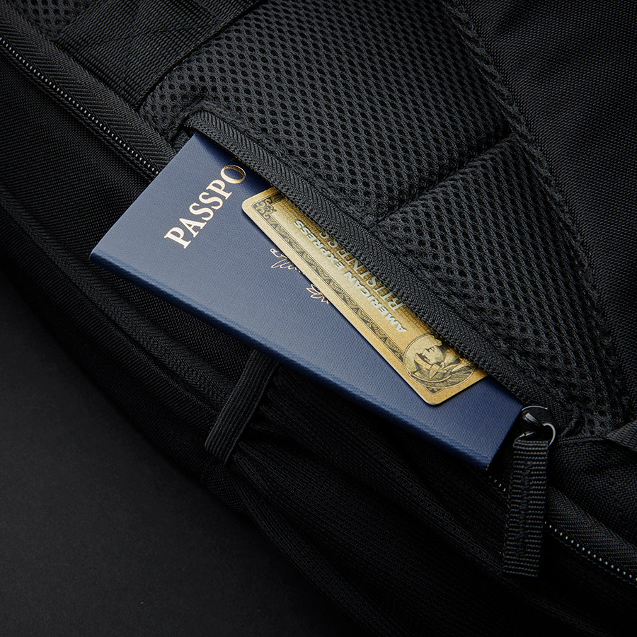 view of passport and wallet holder on Solo Re:define backpack 