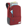 front view of Solo Re:cover backpack in red displaying use cases
