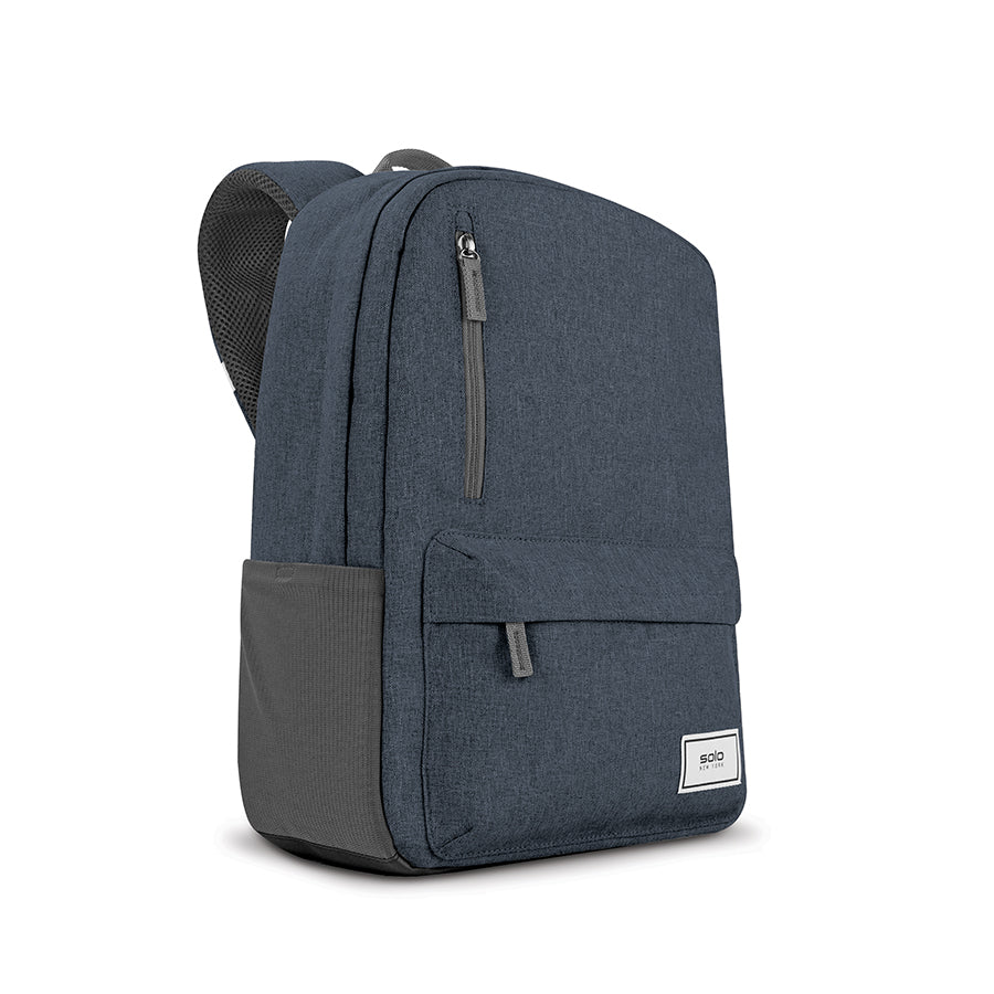 side view of Solo Re:cover backpack in navy