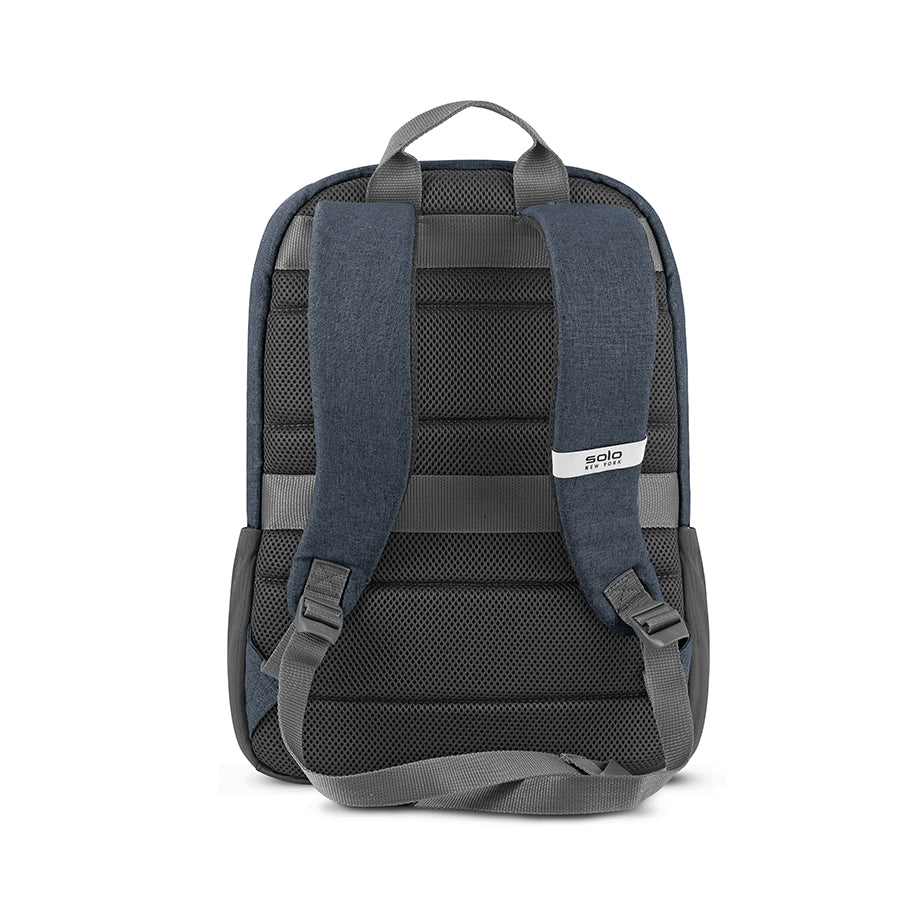 back view of Solo Re:cover backpack in navy