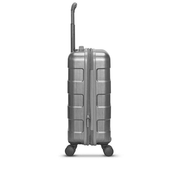side view of Solo Re:serve Carry-On Spinner Suitcase