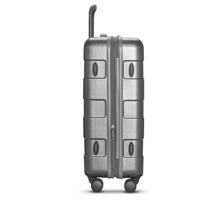 side view of Solo Re:serve Check-In Spinner suitcase